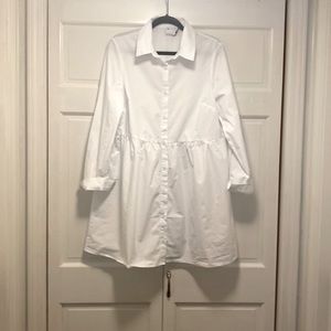 ASOS DESIGN cotton mini smock shirt dress in white